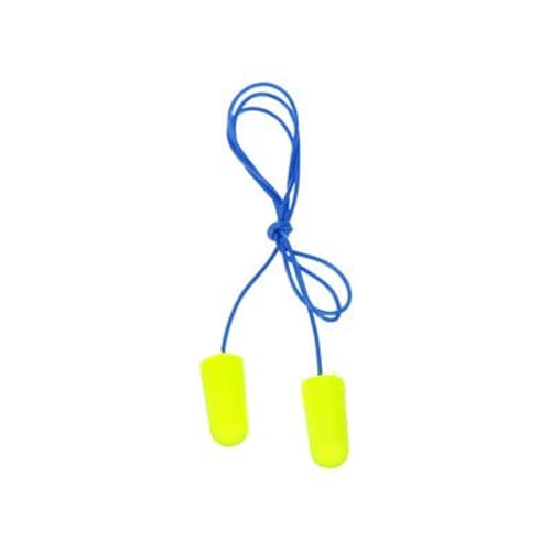 3M 311-1250 E-A-R Soft Corded Earplugs | Tapered Shape | Polyurethane Foam | Yellow Neon | Box of 200 Pairs