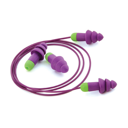 Moldex 6404 Rockets Reusable Earplugs | 27 dB Noise Reduction | Purple | Corded | Box of 50 Pairs
