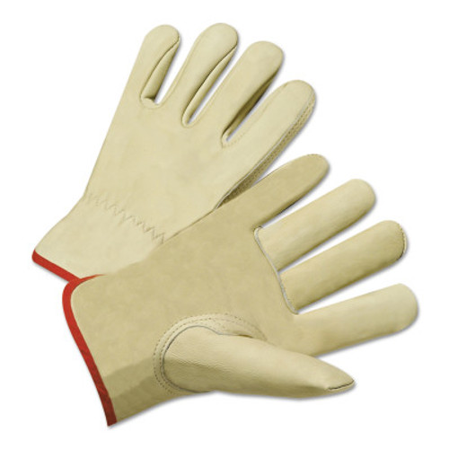Anchor 4015L Standard Grain Cowhide Leather Driver Gloves | Unlined | Shirred Elastic Back Cuff | Tan | Large Size | Box of 12 Pairs