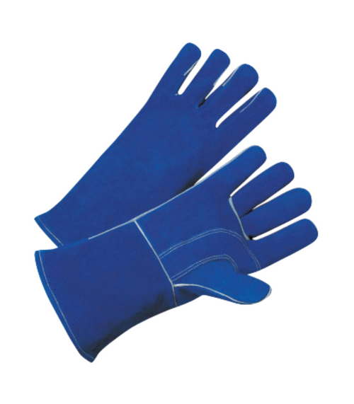 Best Welds 3030 7344 Leather Welding Gloves | Cotton Lining | Gauntlet Cuff | Blue | Large Size | Box of 12