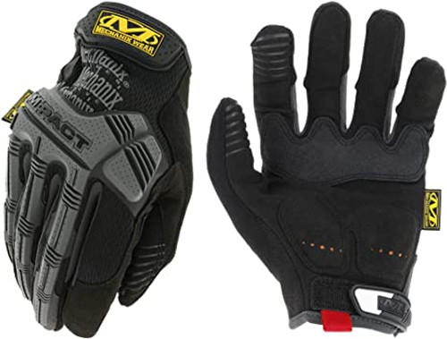 Mechanix Wear MPT-58-010 M-Pact Mechanics Gloves | Thermoplastic Rubber | Hook-and-Loop Cuff | Black/Gray | Large