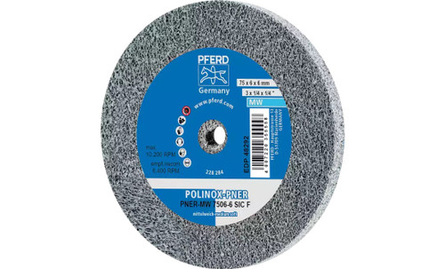 Pferd 48292 3" x 1/4" Non Woven Polinox Unitized Wheel | 10,200 Max. RPM | Silicon Carbide Fine Grit | Medium Soft | 3SF