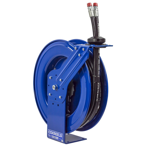 Coxreels TDMPL-N-450 Dual Hydraulic Hose Spring Rewind Hose Reel | TDMP Series | 1/2" Hose Diameter | 50' Hose Length | 2500 Max PSI Coxreels TDMPL-N-450 Dual Hydraulic Hose Spring Rewind Hose Reel | TDMP Series | 1/2" Hose Diameter | 50' Hose Length | 2500 Max PSI