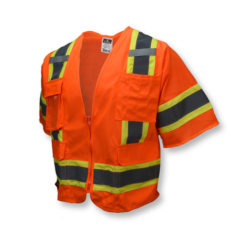 Radians SV63OM Type R Class 3 Two Tone Surveyor Safety Vest | Hi-Vis Orange | Medium Size | Case of 24 Units