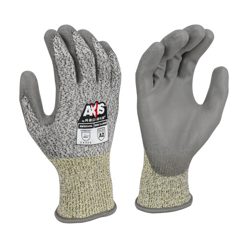 Radians RWG530S Axis A2 Cut Protection Dipped Gloves | Gray | Small Size | Case of 10 Boxes of 12 Pairs in Each Box