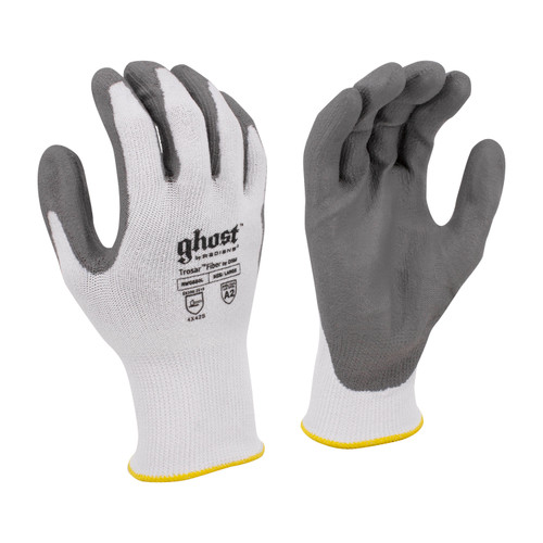 Radians RWG550XS Ghost Series A2 Cut Protection Work Gloves | Polyurethane Palm | White/Gray | X-Small Size | Case of 10 Boxes of 12 Pairs in Each Box