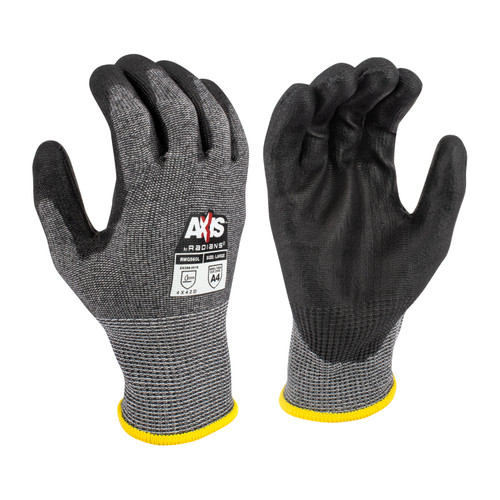 Radians RWG560S AXIS A4 Cut Protection Work Gloves | Black Polyurethane Palm | Gray | Small Size | Case of 10 Boxes of 12 Pairs in Each Box