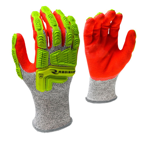 Radians RWG603S A5 Cut Protection Work Gloves | Sandy Foam Nitrile Palm | Hi-Vis Red/Gray | Small Size | Case of 6 Boxes of 12 Pairs in Each Box