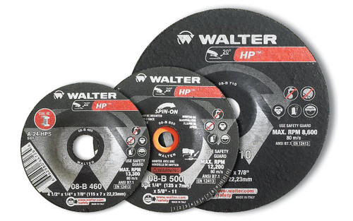 Walter Surface Technologies 08B510 HP 1/4" Type 27 Angle Grinder Grinding Wheel | 7/8" Arbor Hole | 5" Diameter | Sold by Box of 25 Walter Surface Technologies 08B510 HP 1/4" Type 27 Angle Grinder Grinding Wheel | 7/8" Arbor Hole | 5" Diameter | Sold by Box of 25