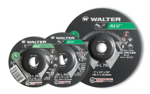 Walter Surface Technologies 08L452 ALU 1/8" Type 27 Angle Grinder Grinding Wheel | 7/8" Arbor Hole | 4-1/2" Diameter | Sold by Box of 25