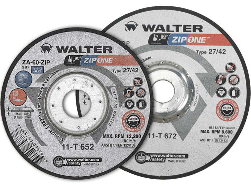 Walter Surface Technologies 11T662 ZIP ONE 1/32" Type 27 Angle Grinder Cut-Off Wheel | 7/8" Arbor Hole | 6" Diameter | Sold by Box of 25 Walter Surface Technologies 11T662 ZIP ONE 1/32" Type 27 Angle Grinder Cut-Off Wheel | 7/8" Arbor Hole | 6" Diameter | Sold by Box of 25