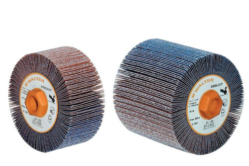 Walter Surface Technologies 07J426 COOLCUT Flap Drum | 5/8" - 11 Arbor Hole | 4-1/2" Diameter | 3800 Max. RPM | Aluminum Oxide 60 Grit Walter Surface Technologies 07J426 COOLCUT Flap Drum | 5/8" - 11 Arbor Hole | 4-1/2" Diameter | 3800 Max. RPM | Aluminum Oxide 60 Grit