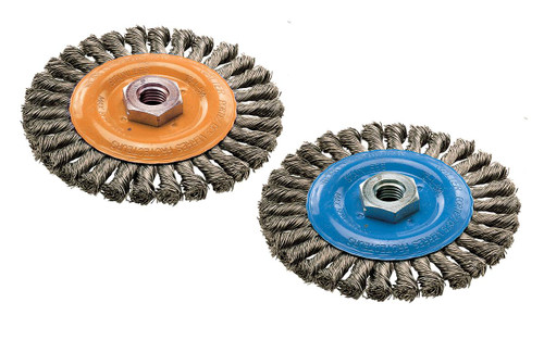 Walter Surface Technologies 13L454 Wire Wheel Brush | Knot-Twisted | 5/8" - 11 Arbor Hole | 4-1/2" Diameter | 0.020" Wire Size | 15000 Max. RPM Walter Surface Technologies 13L454 Wire Wheel Brush | Knot-Twisted | 5/8" - 11 Arbor Hole | 4-1/2" Diameter | 0.020" Wire Size | 15000 Max. RPM