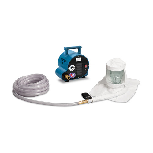 Allegro 9221-01A 1-Worker Single Bib Tyvek Hood Breathing Air Blower Respirator System with 50' Hose | Low Pressure | Clear Allegro 9221-01A 1-Worker Single Bib Tyvek Hood Breathing Air Blower Respirator System with 50' Hose | Low Pressure | Clear