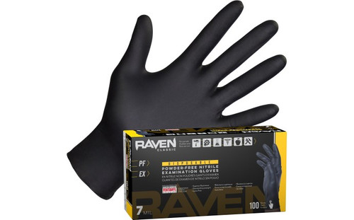 SAS Safety 66516 Raven Powder-Free Exam Grade Nitrile Disposable Gloves | 7 Mil | Small | Sold by Box of 100 SAS Safety 66516 Raven Powder-Free Exam Grade Nitrile Disposable Gloves | 7 Mil | Small | Sold by Box of 100
