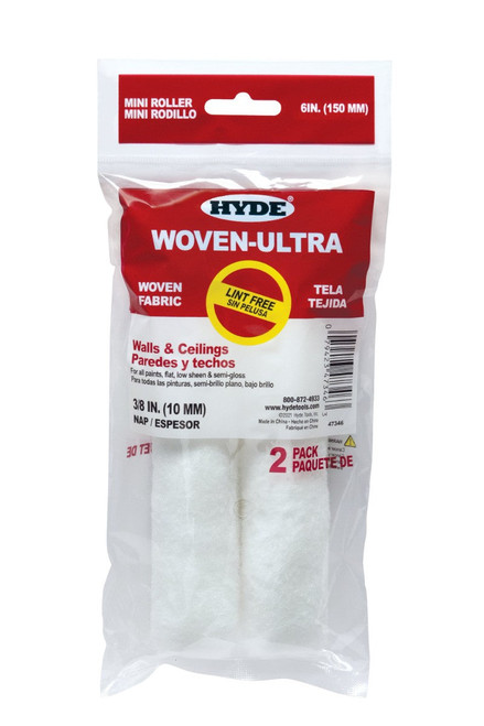 Hyde Tools 47346 6" Woven-Ultra Lint-Free Paint Roller | 3/8" Nap | Sold by Pack of 2 Hyde Tools 47346 6" Woven-Ultra Lint-Free Paint Roller | 3/8" Nap | Sold by Pack of 2