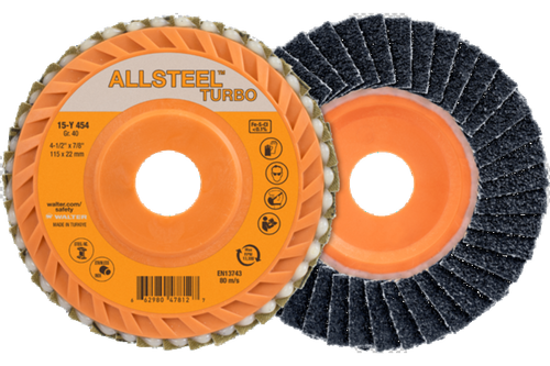 Allsteel 06Y508 ALLSTEEL TURBO ALU Flap Disc | Type 27S | 5" Diameter | 5/8" - 11 Arbor Hole | Zirconia Alumina 80 Grit | Sold by Box of 10