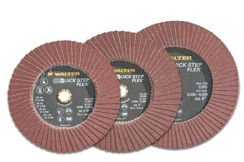 Walter Surface Technologies 07Q606 QUICK-STEP FLEX Flap Disc | 6" Diameter | 8600 Max RPM | Zirconia Alumina 60 Grit | Sold by Box of 10
