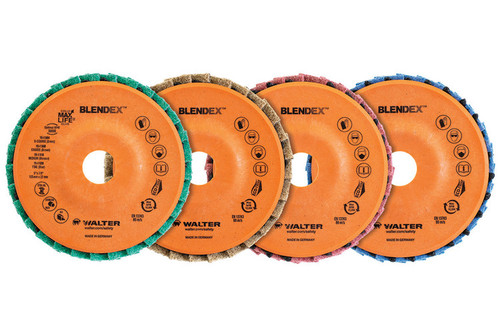 Walter Surface Technologies 15I478 BLENDEX Flap Disc | Fine | 4-1/2" Diameter | 7/8" Arbor Hole | 280 Grit | Sold by Box of 10
