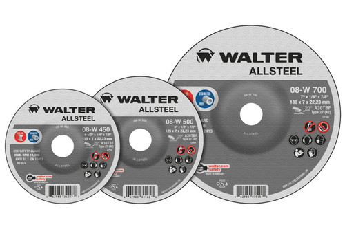 Allsteel 08W500 Grinding Wheel | Type 27 | 5" Diameter | 1/4" Thickness | 7/8" Arbor Hole | A-30 Grade | Sold by Box of 25