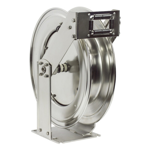 Coxreels TSHL-N-375-SS Stainless Steel Spring Rewind Hose Reel | T-SS Series | 3/8" Hose Diameter | 75' Hose Length | 300 Max PSI | Less Hose
