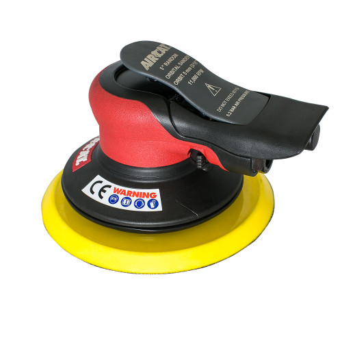 Aircat Pneumatic Tools 6700-5-336 Non Vac Orbital Palm Sander | 5" Pad Size | 11000 RPM | 3/16" Orbit | Hook & Loop
