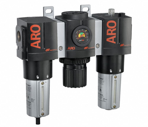 ARO C38461-810 1" 3-Piece FRL Combination Unit | 3000 Series | Metal Bowl with Gauge | 215 SCFM