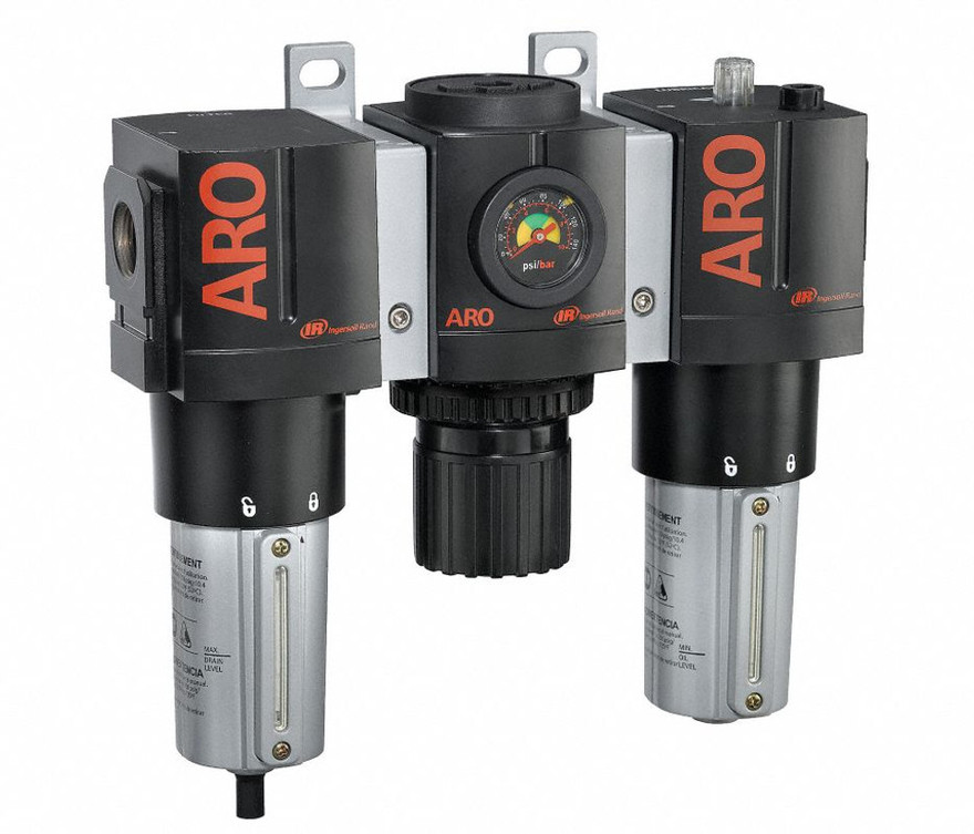 ARO C38461-811 3-Piece FRL Combination Unit | 3000 Series | 1" Port Size | Metal Bowl with Gauge | 215 SCFM