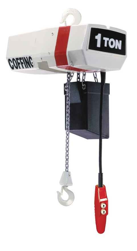 Coffing  EC2012-20-1 Electric Chain Hoist | 1 Ton Capacity | 20 ft Lift | 16 ft Drop | Pendent Control | Hook Mount
