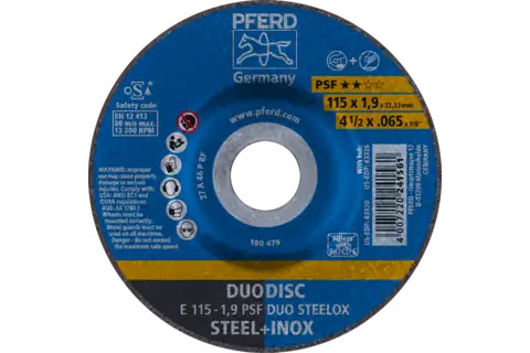 Pferd 63320 PSF DUODISC STEELOX Type 27 Cut-Off Wheel | 4-1/2"  Diameter | 7/8" Arbor Hole | .065" Thickness | Sold by Box of 10