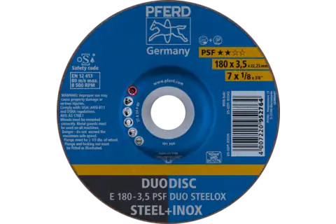 Pferd 63336 PSF DUODISC STEELOX Type 27 Cut-Off Wheel | 7" Diameter | 7/8" Arbor Hole | 1/8" Thickness | Sold by Box of 10