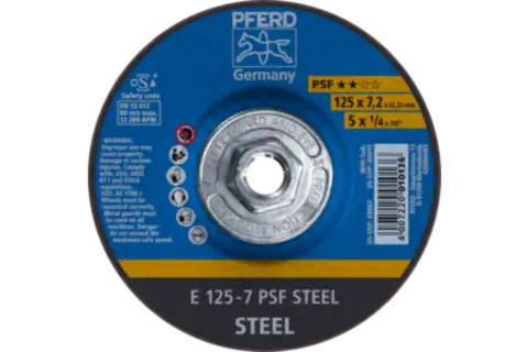 Pferd 60015 PSF STEEL Type 27 Grinding Wheel | 5" Diameter | 5/8-11" Arbor Hole | 1/4" Thickness | Sold by Box of 10