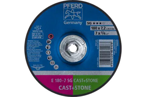 Pferd 61506 SG CAST + STONE Type 27 Grinding Wheel | 7" Diameter | 5/8-11" Arbor Hole | 1/4" Thickness | Sold by Box of 10