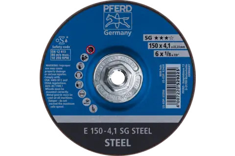 Pferd 63408 SG STEEL Type 27 Grinding Wheel | 6" Diameter | 5/8-11" Arbor Hole | 1/8" Thickness | Sold by Box of 10