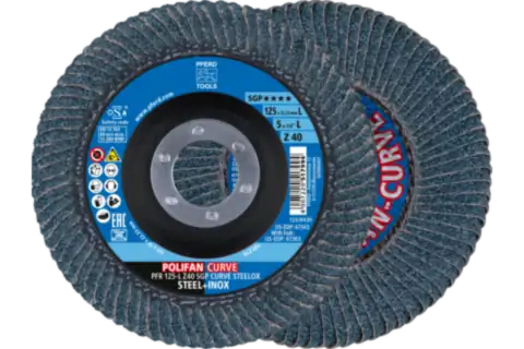 PFERD 67343 Polifan Flap Disc | 7/8" Arbor Hole | 5" Diameter | Zirconia Alumina 40 Grit | Radial Type | Sold by Box of 10