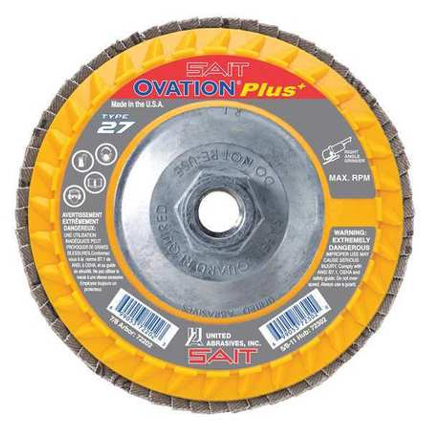 United Abrasives 4-1/2" Type 27 Ovation Plus Flap Disc | 72302 | 60 Grit