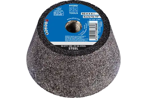 Pferd 61801 SG STEEL Shape 11 Cup Wheel | 4" Diameter | 5/8-11" Arbor Hole | 2" Thickness | Sold by Box of 2