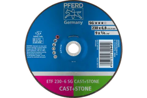 Pferd 61706 SG CAST + STONE Type 28 Grinding Wheel | 9" Diameter | 7/8" Arbor Hole | 1/4" Thickness | Sold by Box of 10