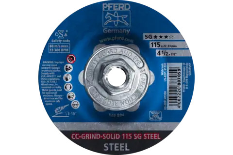 Pferd 61220 CC-GRIND-SOLID SG STEEL Grinding Disc | 4-1/2" Diameter | 5/8-11" Arbor Hole | Sold by Box of 10