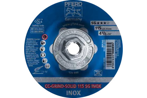 Pferd 61235 CC-GRIND-SOLID SG INOX Grinding Disc | 4-1/2" Diameter | 5/8-11" Arbor Hole | Sold by Box of 10