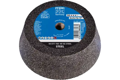Pferd 61803 SG STEEL Shape 11 Cup Wheel | 6" Diameter | 5/8-11" Arbor Hole | 2" Thickness | Sold by Box of 2