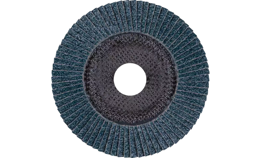 PFERD 62055 Polifan Flap Disc | 7/8" Arbor Hole | 4-1/2" Diameter | Zirconia Alumina 120 Grit | Type 29 | Sold by Box of 10