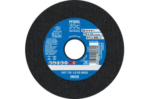 Pferd 63642 SG INOX Type 1 Cut-Off Wheel | 4-1/2" Diameter | 7/8" Arbor Hole | .040" Thickness | Sold by Box of 25