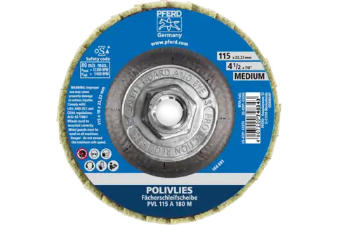 Pferd 43286 Polivlies Flap Disc | 4-1/2" Diameter | 5/8-11" Arbor Hole | Aluminum Oxide 180 Grit | Sold by Box of 5