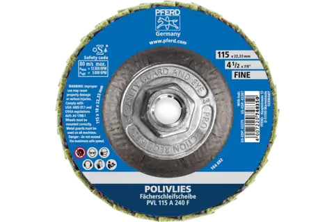 Pferd 43287 Polivlies Flap Disc | 4-1/2" Diameter | 5/8-11" Arbor Hole | Aluminum Oxide 240 Grit | Sold by Box of 5