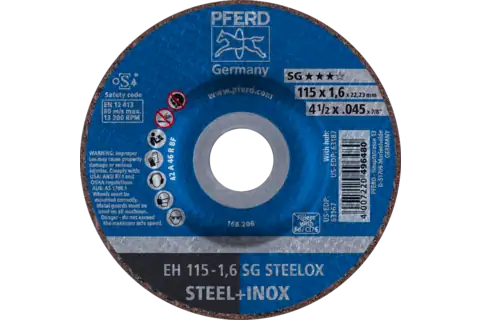 Pferd 63167 SG STEELOX Type 27 Cut-Off Wheel | 4-1/2" Diameter | 7/8" Arbor Hole | 0.045" Thickness | Sold by Box of 25