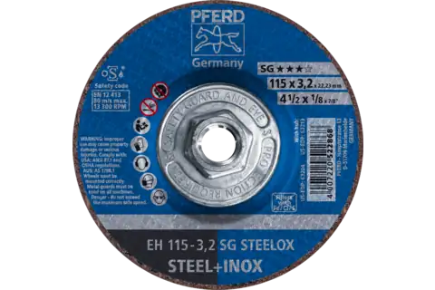 Pferd 63213 SG STEELOX Type 27 Cut-Off Wheel | 4-1/2" Diameter | 5/8-11" Arbor Hole | 1/8" Thickness | Sold by Box of 10