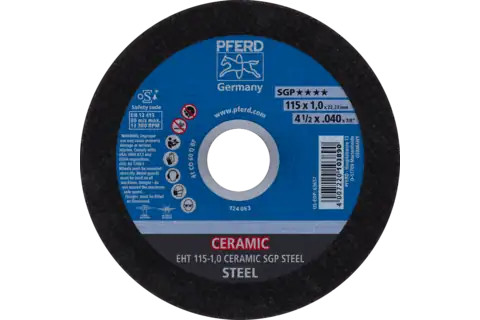 Pferd 63657 CERAMIC SGP STEEL Type 1 Cut-Off Wheel | 4-1/2" Diameter | 7/8" Arbor Hole | .040" Thickness | Sold by Box of 25