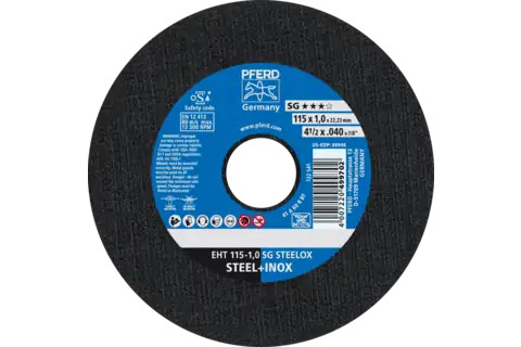 Pferd 69948 SG STEELOX Type 1 Cut-Off Wheel | 4-1/2" Diameter | 7/8" Arbor Hole | .040" Thickness | Sold by Box of 25