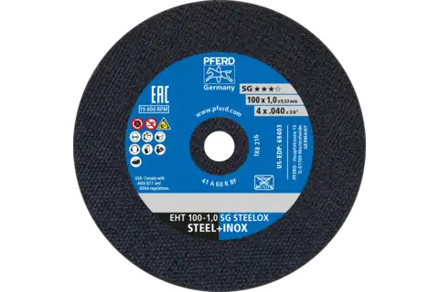 Pferd 69403 SG STEELOX Type 1 Cut-Off Wheel | 4" Diameter | 3/8" Arbor Hole | .040" Thickness | Sold by Box of 25